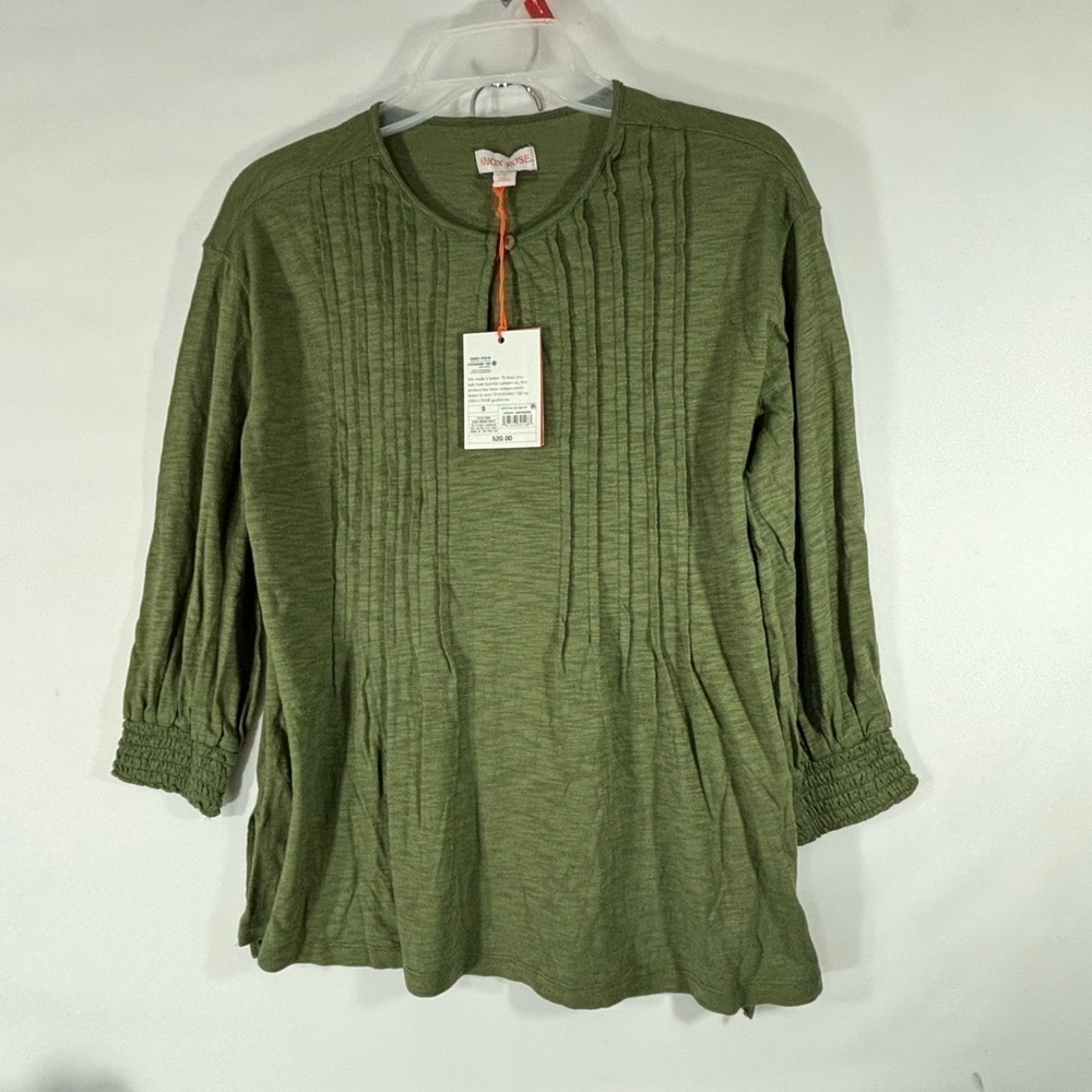 Knox Rose Olive Green Top Small
